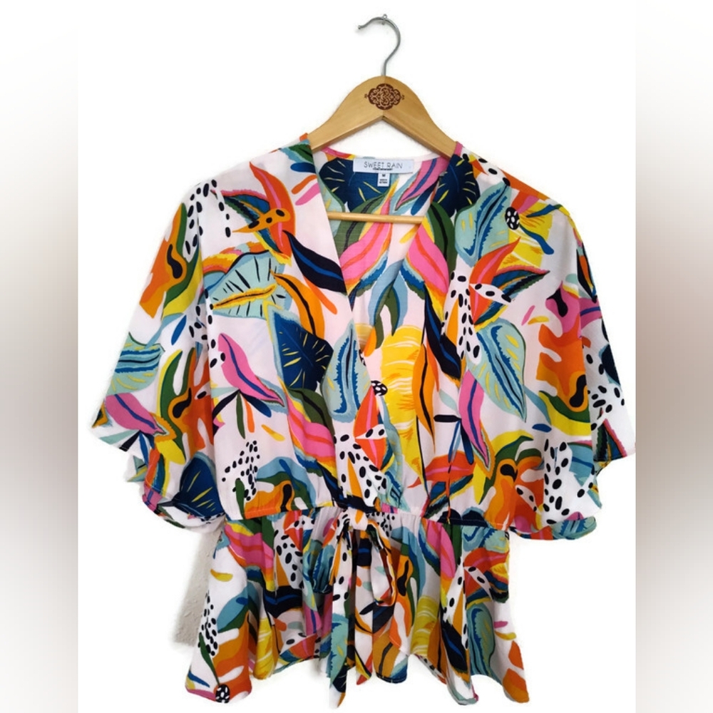 Vibrant SWEET RAIN Festival Boho Top Size Medium